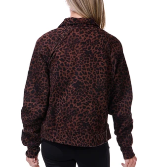 Thumbnail 2: Jockey Women's Long Sleeve 1/4 Zip Leopard Print Pullover Sweater 