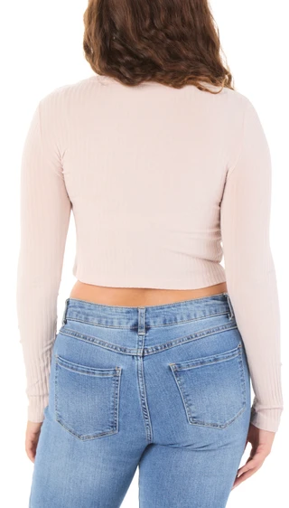 Thumbnail 2: BY TOGETHER Junior's Long Sleeve Ribbed Crop Tee  