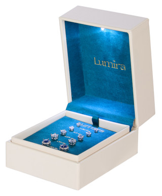 Thumbnail 2: Lumira 5 Pk Silver Plated Sapphire CZ Stud Earring Set  
