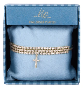 Thumbnail 1: Nicola Parisi Silver Plated Three Row Cross Bracelet  