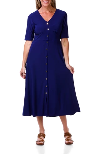 Thumbnail 1: MSK Women's Button Front Midi Dress 
