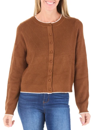 Thumbnail 1: Adrianna Papell Women's Ruffle Trim Button Front Cardigan 
