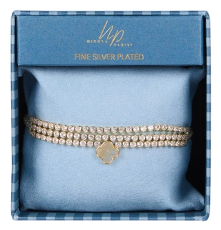 Thumbnail 1: Nicola Parisi Silver Plated Mother Of Pearl Clover Bracelet  
