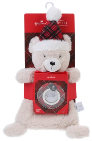 Thumbnail 1: Hallmark Baby's First Christmas Teddy & Photo Frame Ornament Set 