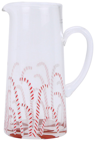 Thumbnail 2: Mud Pie 10 in Christmas Candy Cane Glass Pitcher 