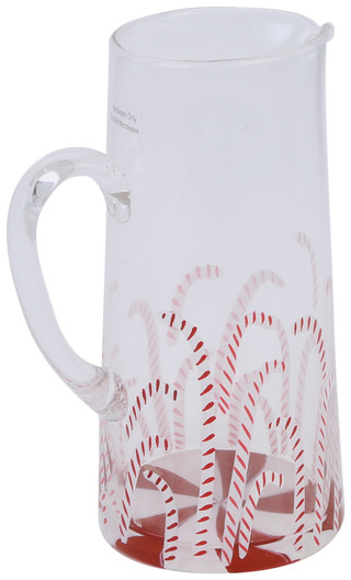 Thumbnail 1: Mud Pie 10 in Christmas Candy Cane Glass Pitcher 