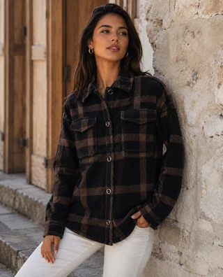 Thumbnail 1: Beach Lunch Lounge Women's Tory Plaid Boxy Button Down Shacket 