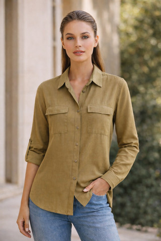 Thumbnail 1: Beach Lunch Lounge Women's Felicity Button Down Long Sleeve Top 