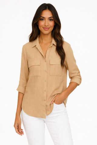 Thumbnail 1: Beach Lunch Lounge Women's Felicity Button Down Long Sleeve Top 