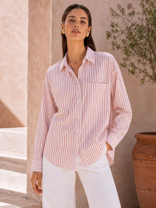 Thumbnail 1: Beach Lunch Lounge Women's Cami Striped Button Down Top 