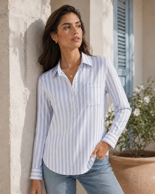 Thumbnail 1: Beach Lunch Lounge Women's Haley Striped Pullover Long Cuffed Sleeve Top 