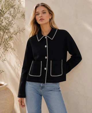 Thumbnail 1: Beach Lunch Lounge Women's Tasha Oversized Collar Button Down Shacket 