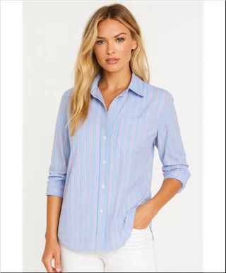 Thumbnail 1: Beach Lunch Lounge Women's Mika Button Down Cotton Poplin 3/4 Sleeve Top 