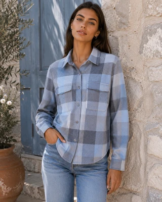 Thumbnail 1: Beach Lunch Lounge Women's Taelyn Plaid Long Sleeve Shacket 