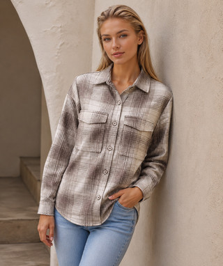 Thumbnail 1: Beach Lunch Lounge Women's Taelyn Plaid Long Sleeve Shacket 