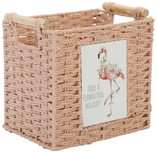 Thumbnail 1: PHOENIX 11 in Christmas Flamingo Woven Storage Basket 