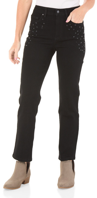 Thumbnail 1: BLUE REVIVAL Juniors 5 Pocket Embellished Straight Leg Jeans 