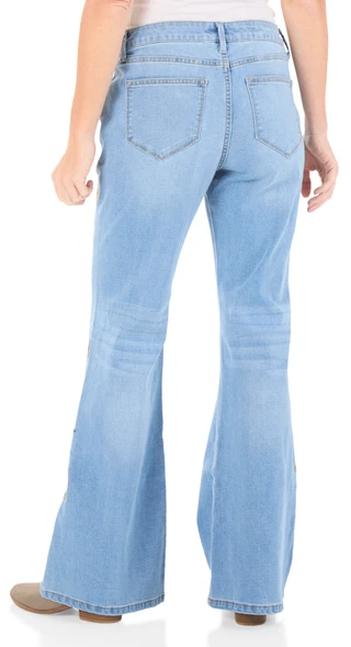 Thumbnail 2: DW Women's Fiora 5 Pocket Leaf Embroidered Boot Cut Jeans 