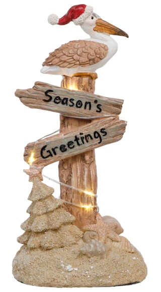 Thumbnail 1: Magical Season 11 in LED Coastal Christmas Pelican Season's Greetings Decor 