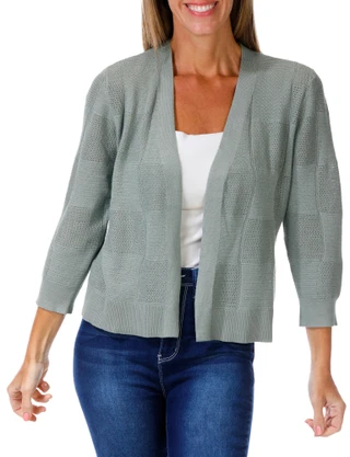 Thumbnail 1: Kathy Ireland Women's Open Front Textured Cardigan Sweater 