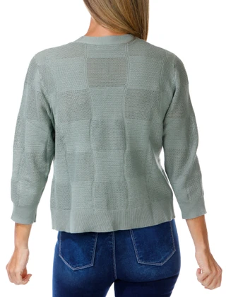 Thumbnail 2: Kathy Ireland Women's Open Front Textured Cardigan Sweater 