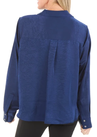 Thumbnail 2: DKNY Women's Long Sleeve Twist Button Front Crinkle Blouse 