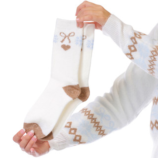 Thumbnail 2: No Comment Juniors' 2 Pc Bow & Snowflake Button Cardigan with Socks 