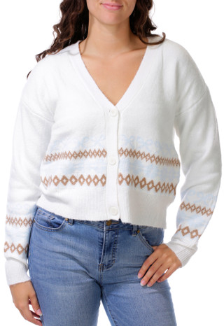 Thumbnail 3: No Comment Juniors' 2 Pc Bow & Snowflake Button Cardigan with Socks 
