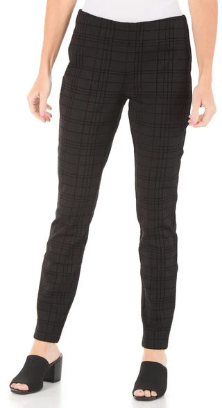 Thumbnail 1: Nanette Lepore Women's Comfort Stretch Plaid Flocked Pants 