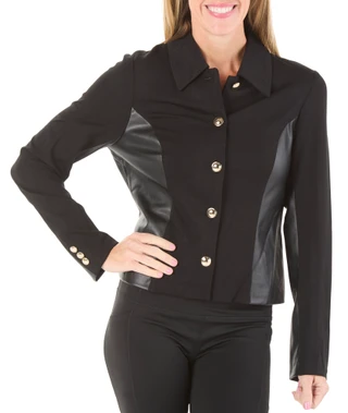 Thumbnail 1: Nicole Miller Women's Collared Button Front Jacket 