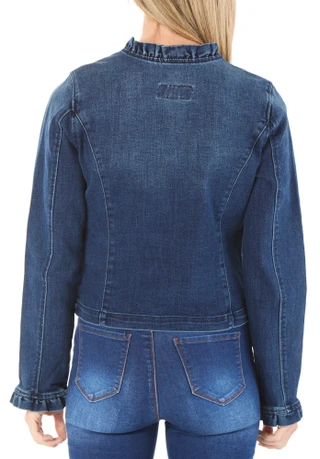 Thumbnail 2: Draper James Women's Ruffle Trim Button Front Denim Jacket 
