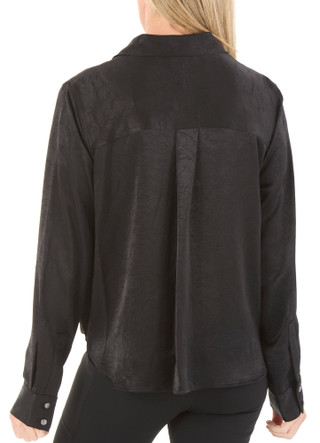 Thumbnail 2: DKNY Women's Long Sleeve Twist Button Front Crinkle Blouse 