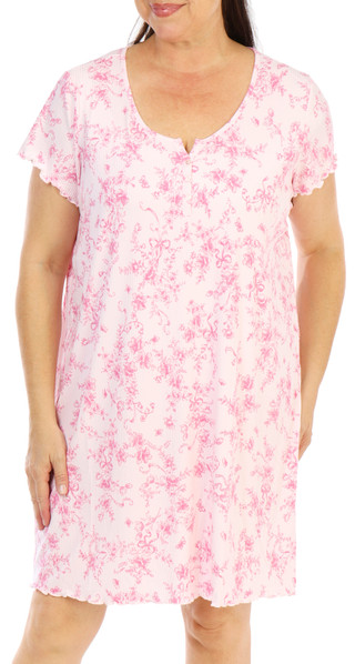 Thumbnail 1: Laura Ashley Women's Plus Printed Ribbed Nightgown  