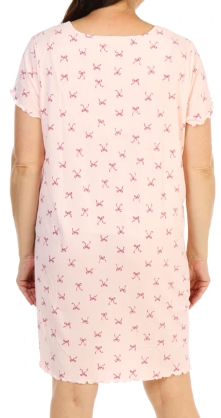 Thumbnail 2: Laura Ashley Women's Plus Short Sleeve Printed Rib Nightgown 