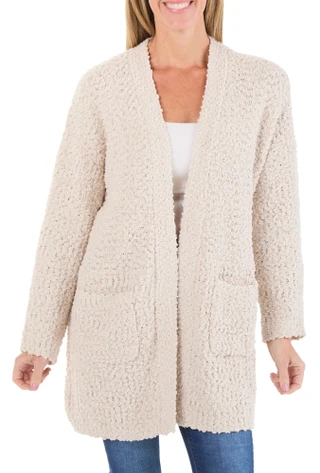 Thumbnail 1: BOBEAU Women's Open Front Popcorn Cardigan 