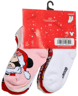 Thumbnail 2: Disney Girls 8 Pk Christmas Minnie Mouse Print Quarter Socks 