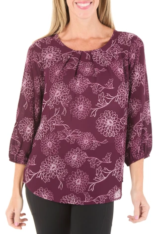 Thumbnail 1: Hawthorn Women's 3/4 Sleeve Gathered Blouse 