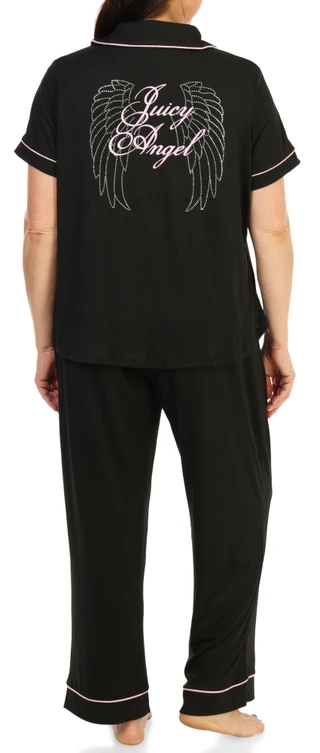 Thumbnail 1: Juicy Couture Women's Plus 2 Pc Rhinestone Pajama Shirt & Pants Set 