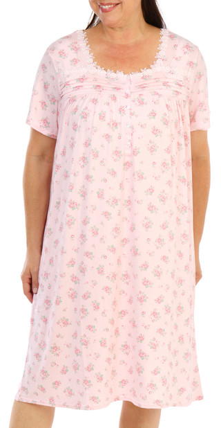 Thumbnail 1: Laura Ashley Women's Plus Lace Trim Printed Nightgown 