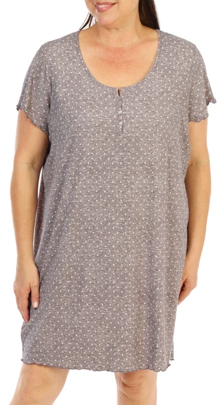 Thumbnail 1: Laura Ashley Women's Plus Short Sleeve Printed Rib Nightgown 