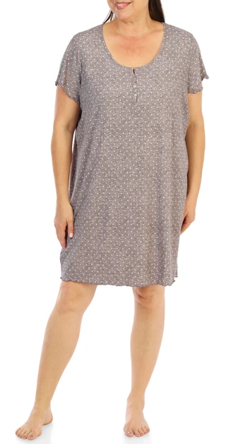 Thumbnail 2: Laura Ashley Women's Plus Short Sleeve Printed Rib Nightgown 