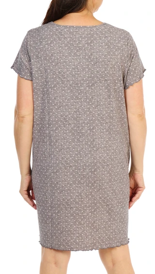 Thumbnail 3: Laura Ashley Women's Plus Short Sleeve Printed Rib Nightgown 