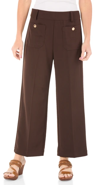 Thumbnail 1: Zac & Rachel Women's 2 Pocket Comfort Stretch Wide Leg Pants 