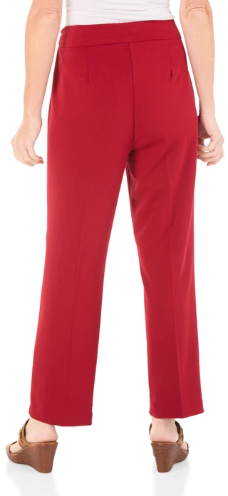 Thumbnail 2: Zac & Rachel Women's Comfort Stretch Straight Leg Pants with Chain Accent 