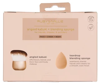 Thumbnail 2: Ruby & Millie 2 Pc Angled Kabuki & Blending Sponge 
