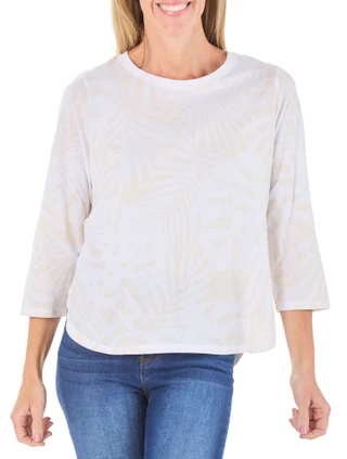 Thumbnail 1: Caribbean Joe Women's 3/4 Sleeve Crew Neck Top 