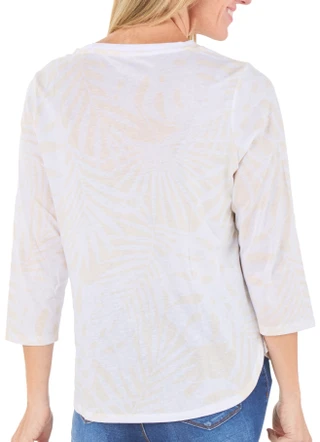 Thumbnail 2: Caribbean Joe Women's 3/4 Sleeve Crew Neck Top 