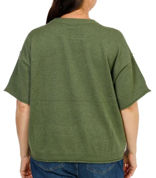 Thumbnail 2: 1. State Women's Plus Short Sleeve Sweater Top 