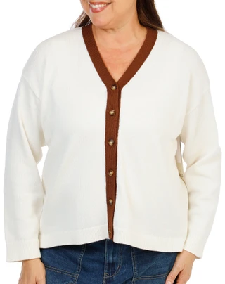 Thumbnail 2: Cece Women's Plus Button Up Sand Dollar Cardigan 