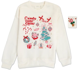 Thumbnail 1: No Comment Girls' Fleece Graphic Sweatshirt 